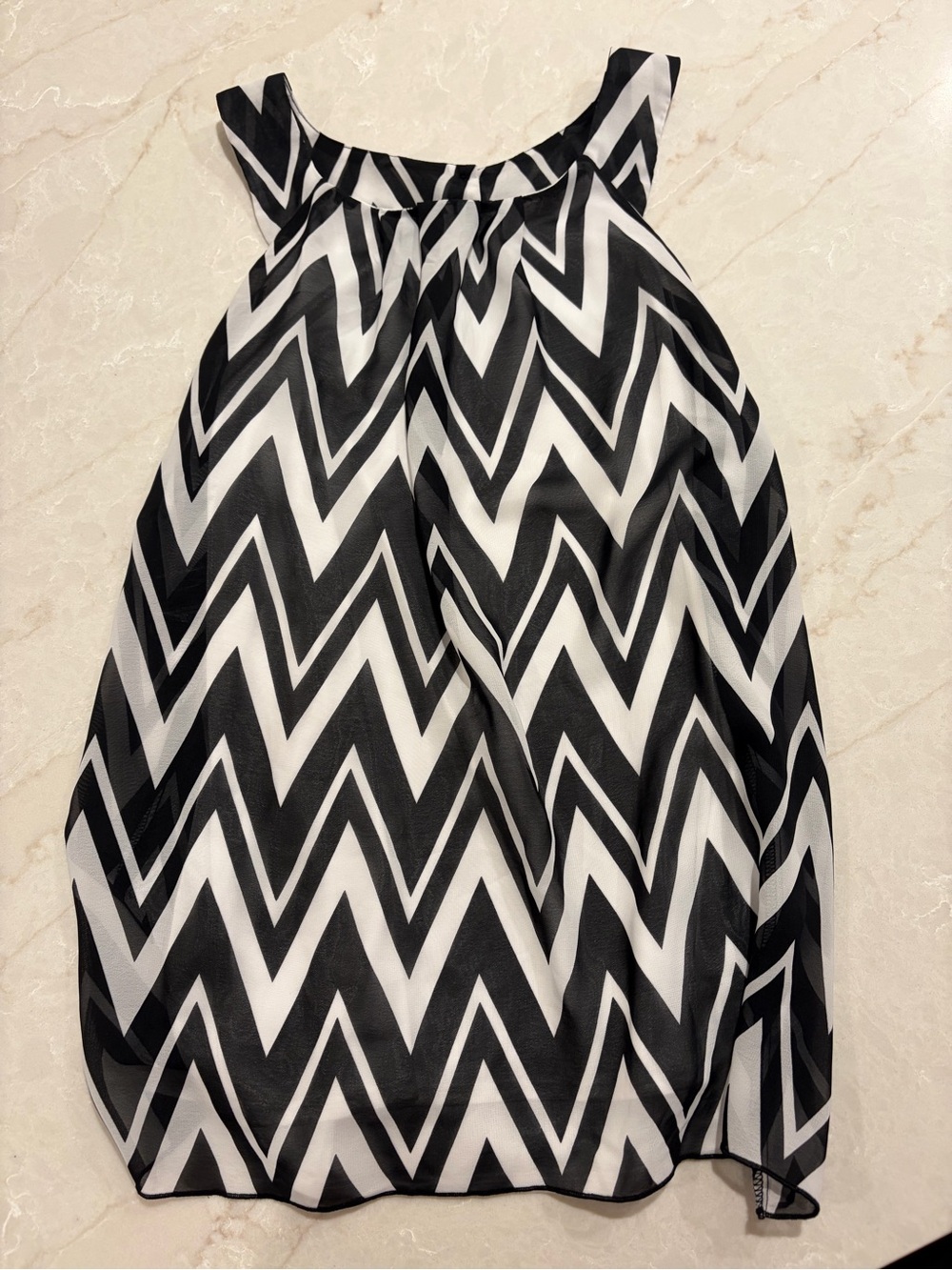 IZ BYER Women's Black & White Zigzag Halter Top